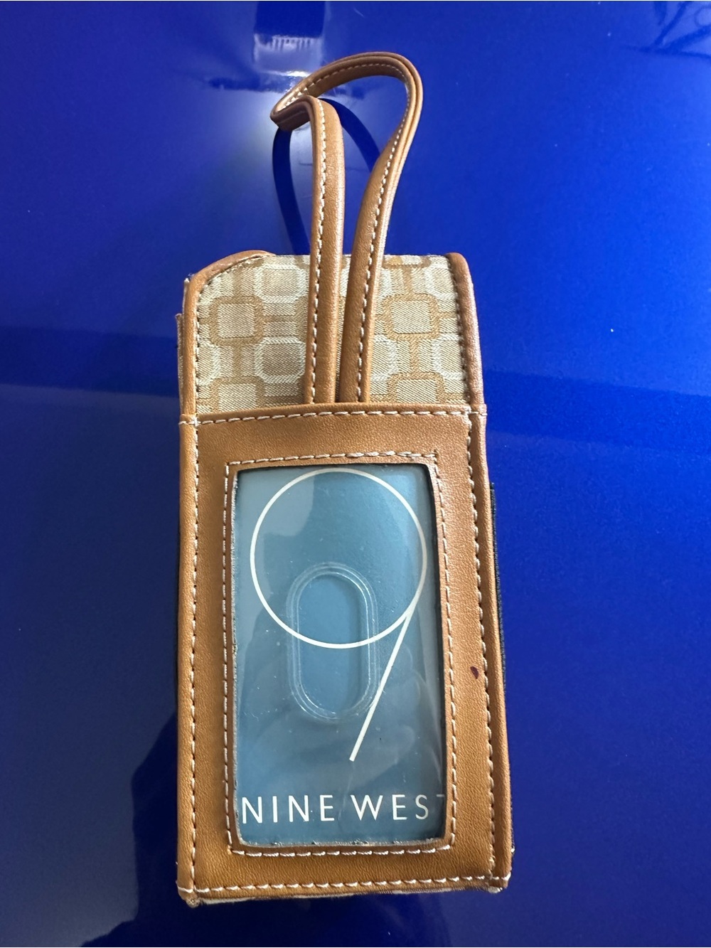 Nine West Tan and Cream Monogram Luggage Tag